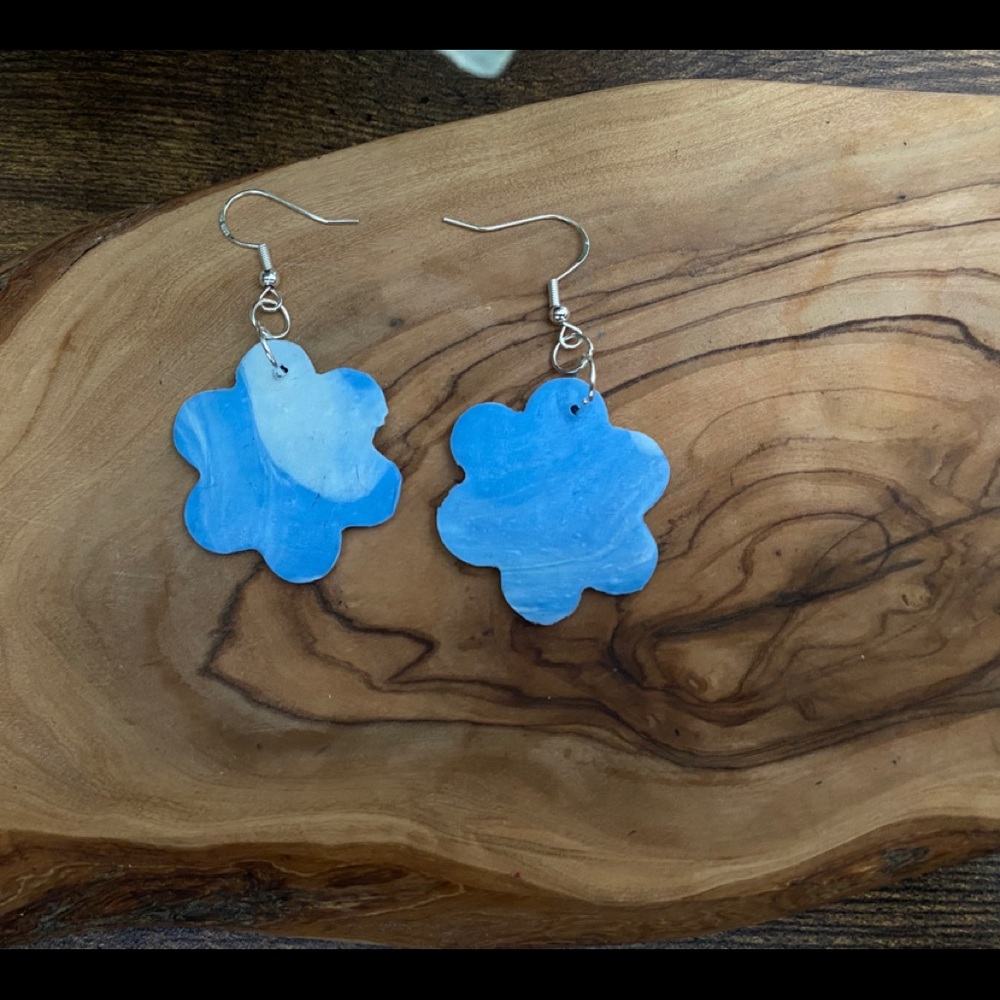Handmade Abstract Cloud Polymer Clay Hook Earrings - Picture 4 of 5